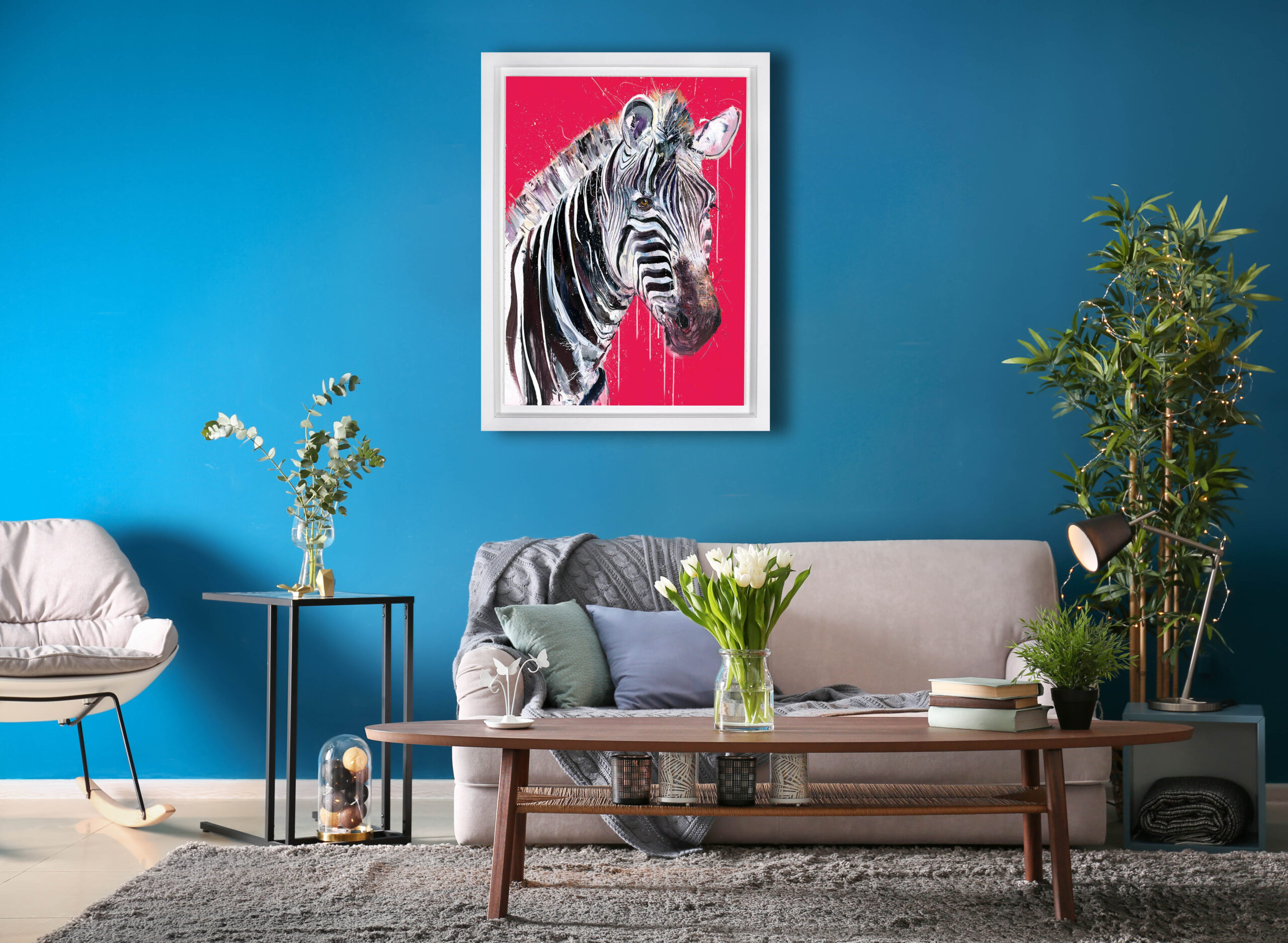 Elegant living room interior with comfortable sofa and table